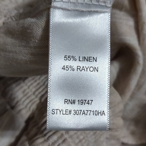 Land 'n Sea Smocked Waist Linen Blend Striped Pants SIZE LARGE - Picture 5 of 6